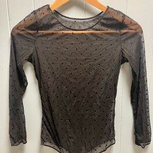 Sheer Polka-Dot Bodysuit. OS